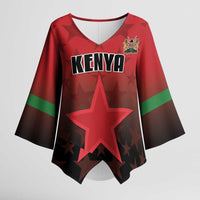 Custom Kenya Football Kimono Sleeve Blouse Go Harambee Stars - Red Jersey - Wonder Print Shop