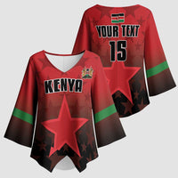 Custom Kenya Football Kimono Sleeve Blouse Go Harambee Stars - Red Jersey - Wonder Print Shop