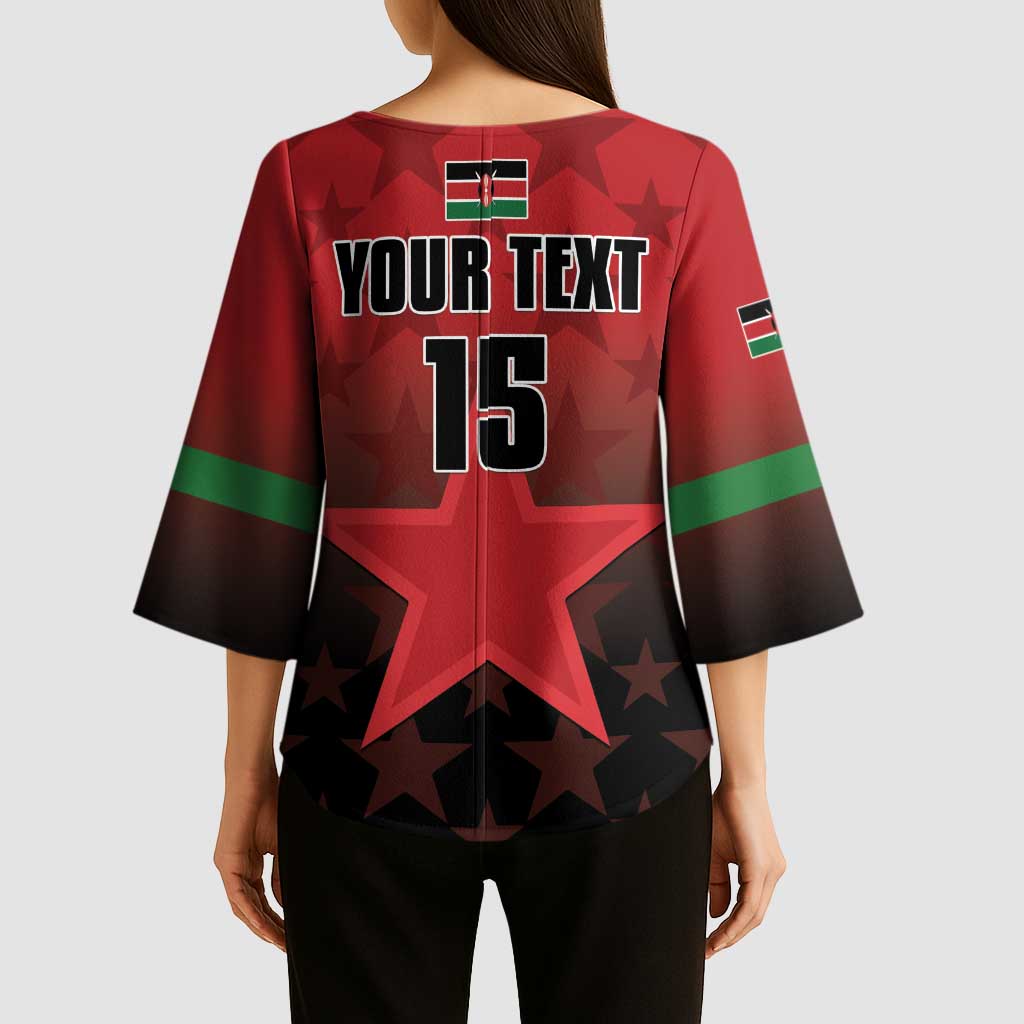 Custom Kenya Football Kimono Sleeve Blouse Go Harambee Stars - Red Jersey - Wonder Print Shop