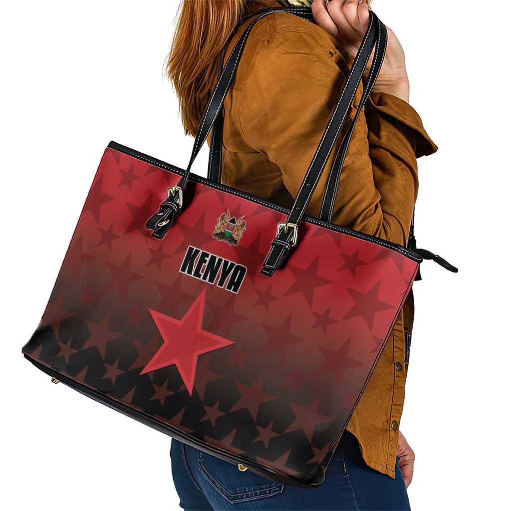 Kenya Football Leather Tote Bag Go Harambee Stars - Red Jersey - Wonder Print Shop