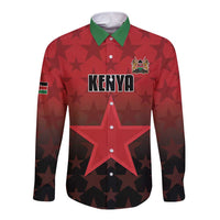 Custom Kenya Football Long Sleeve Button Shirt Go Harambee Stars - Red Jersey - Wonder Print Shop