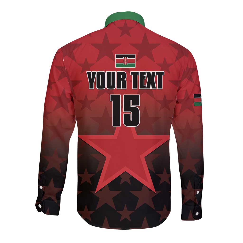 Custom Kenya Football Long Sleeve Button Shirt Go Harambee Stars - Red Jersey - Wonder Print Shop