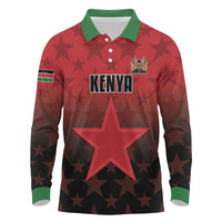 Custom Kenya Football Long Sleeve Polo Shirt Go Harambee Stars - Red Jersey - Wonder Print Shop