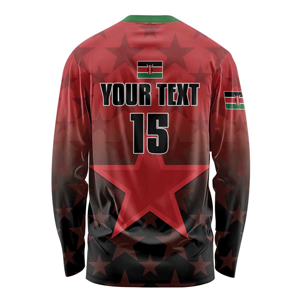 Custom Kenya Football Long Sleeve Shirt Go Harambee Stars - Red Jersey - Wonder Print Shop