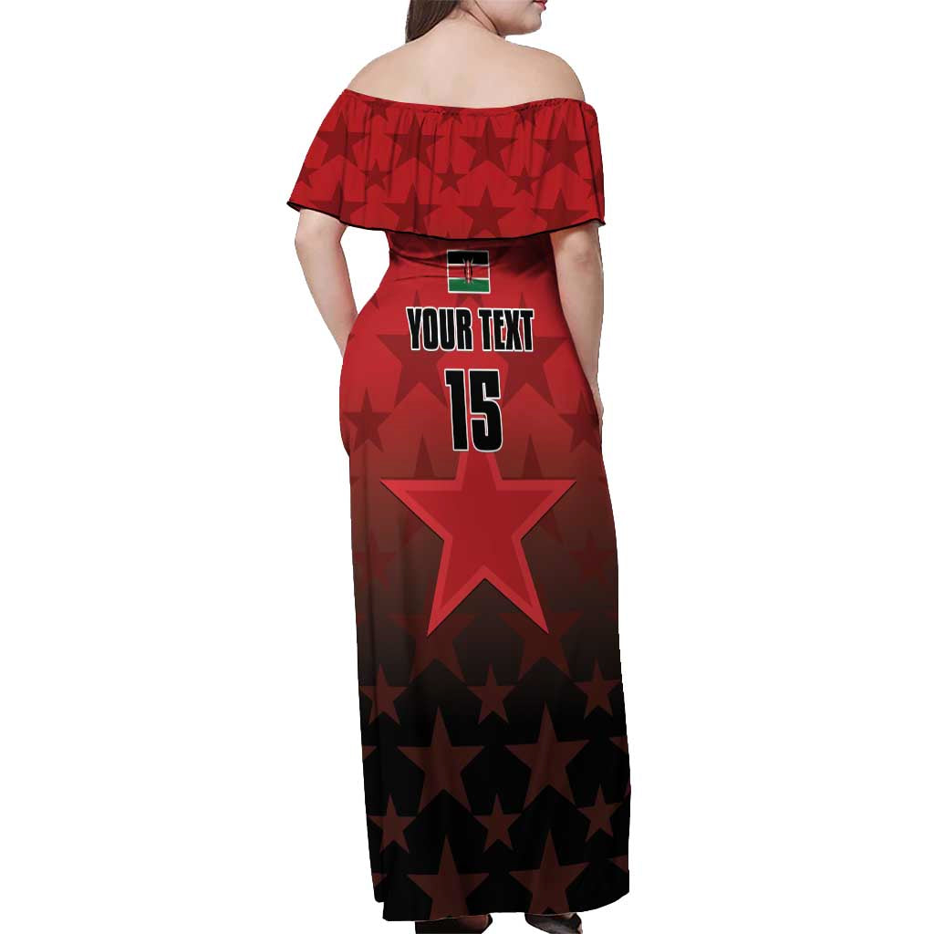 Custom Kenya Football Off Shoulder Maxi Dress Go Harambee Stars - Red Jersey - Wonder Print Shop