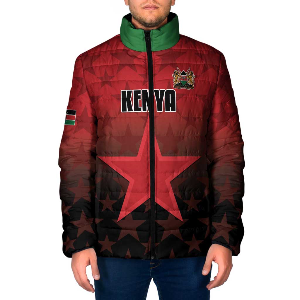 Custom Kenya Football Padded Jacket Go Harambee Stars - Red Jersey - Wonder Print Shop