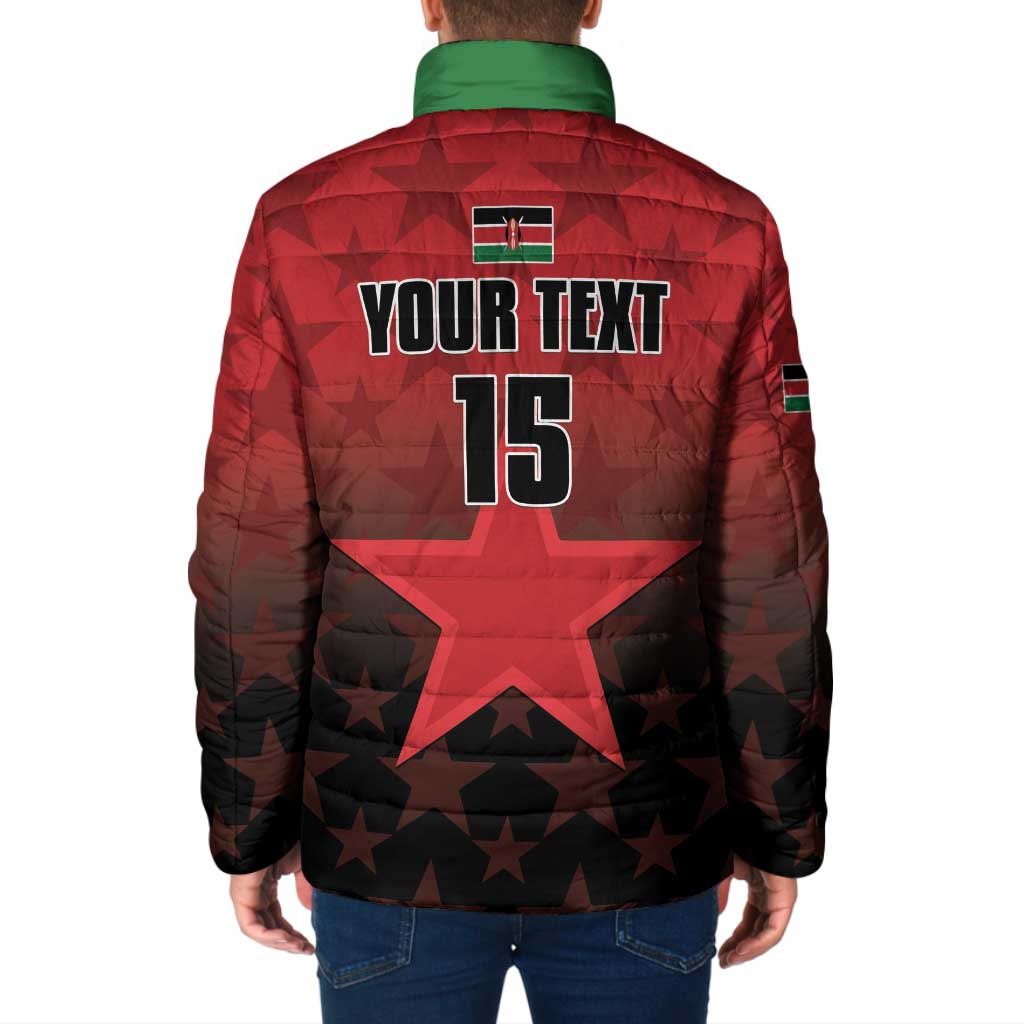 Custom Kenya Football Padded Jacket Go Harambee Stars - Red Jersey - Wonder Print Shop