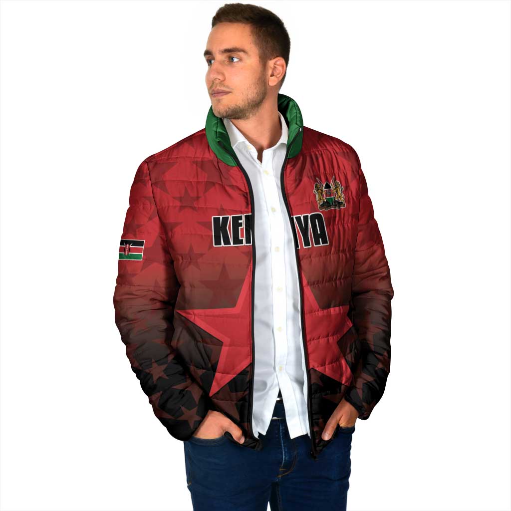Custom Kenya Football Padded Jacket Go Harambee Stars - Red Jersey - Wonder Print Shop