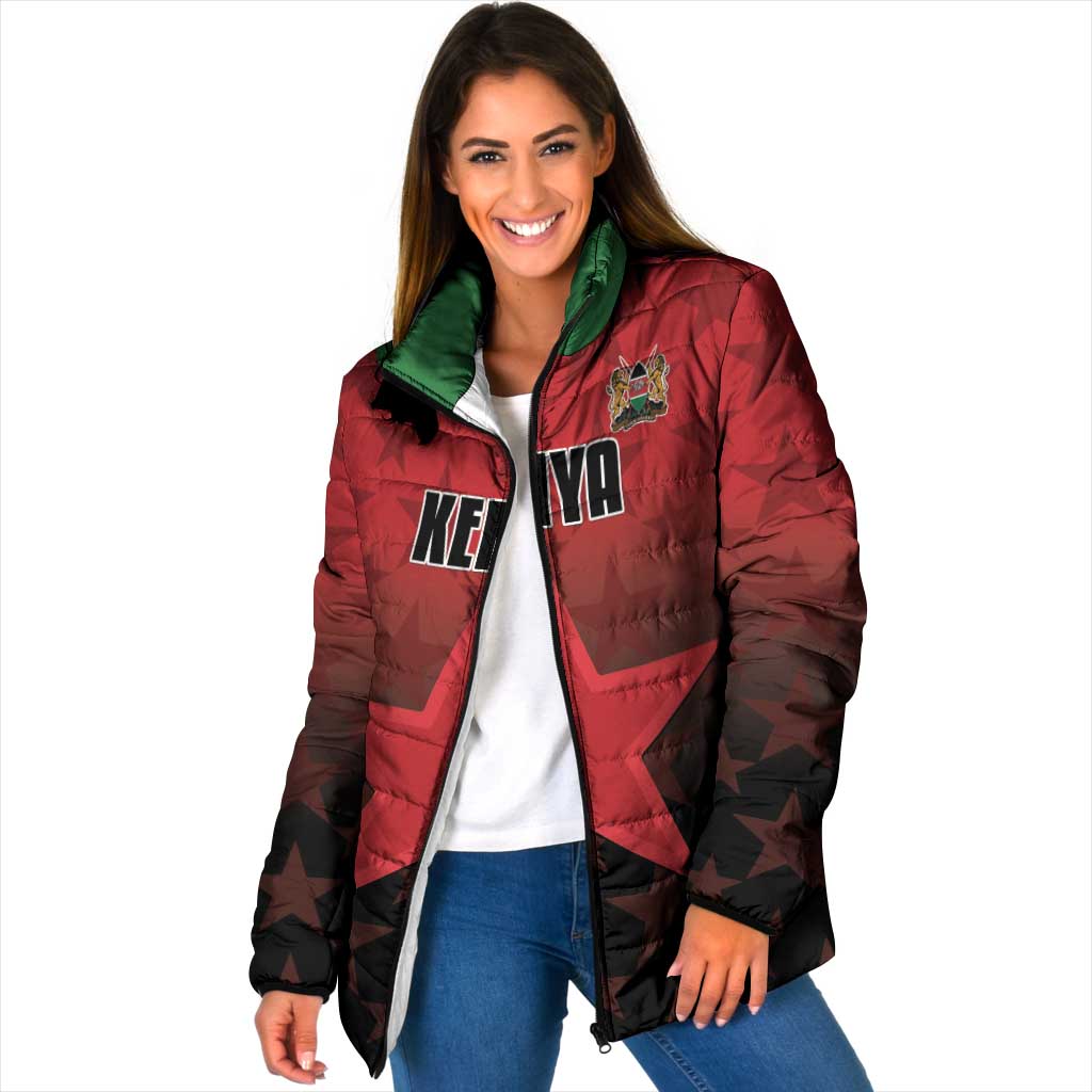 Custom Kenya Football Padded Jacket Go Harambee Stars - Red Jersey - Wonder Print Shop