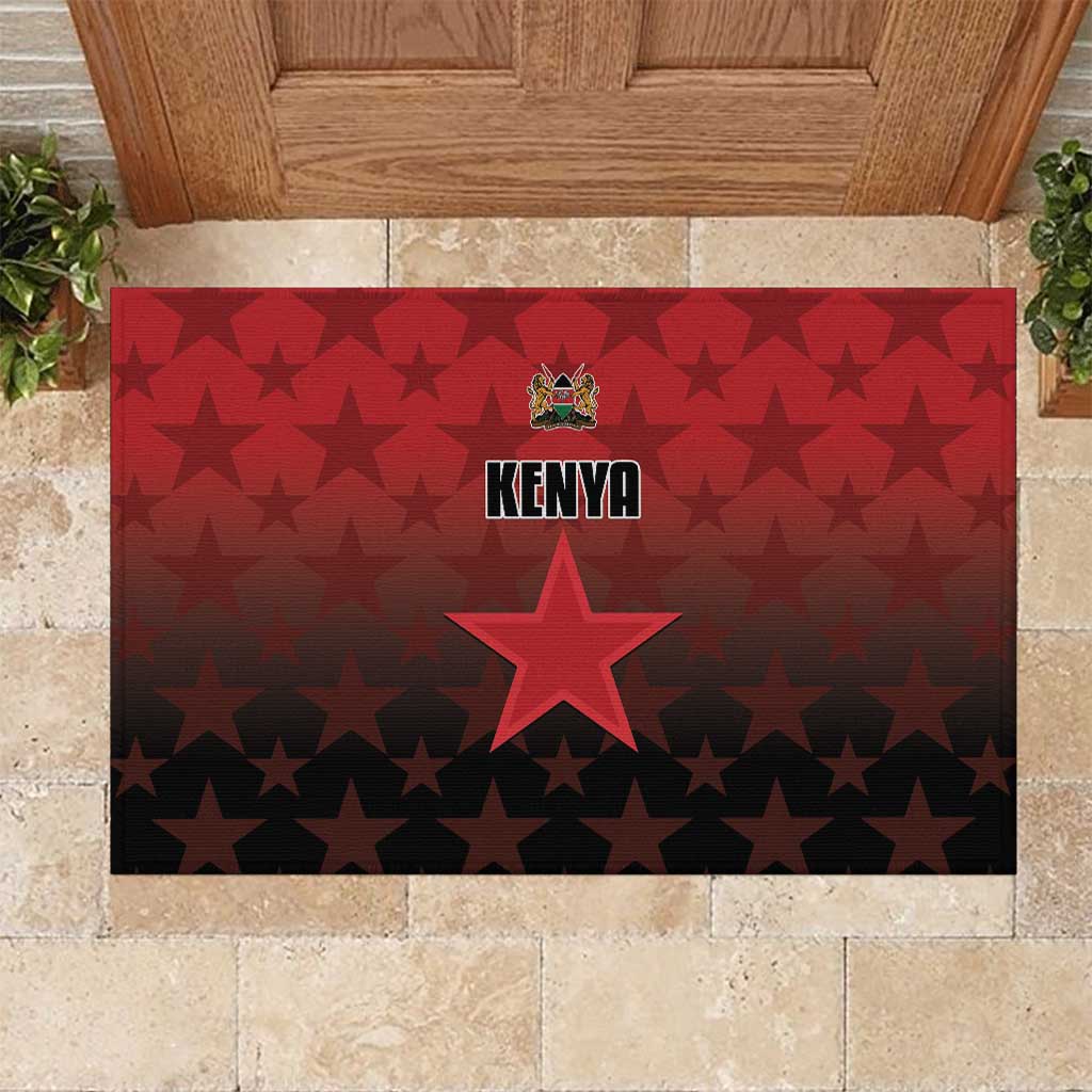 Kenya Football Rubber Doormat Go Harambee Stars - Red Jersey - Wonder Print Shop
