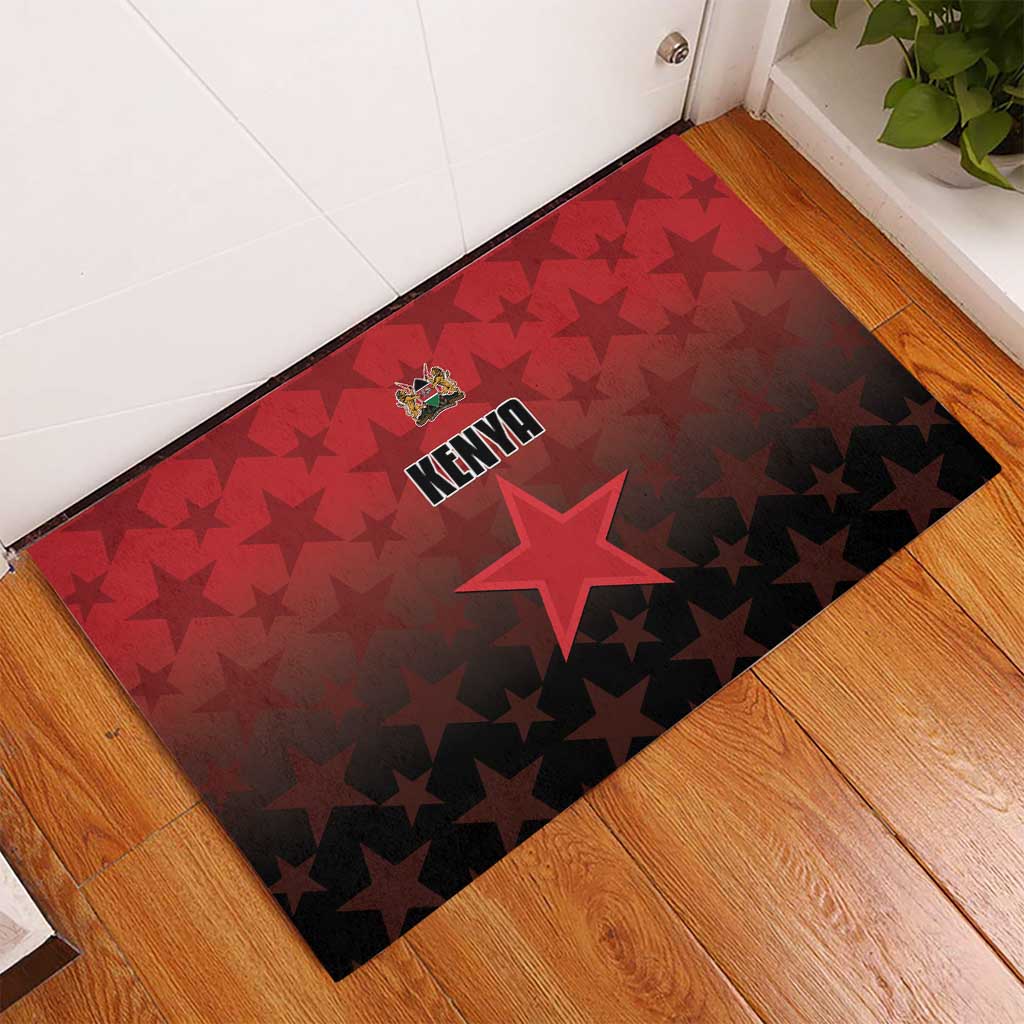Kenya Football Rubber Doormat Go Harambee Stars - Red Jersey - Wonder Print Shop