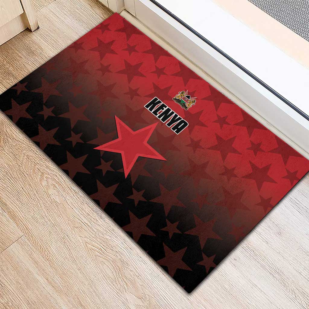 Kenya Football Rubber Doormat Go Harambee Stars - Red Jersey - Wonder Print Shop