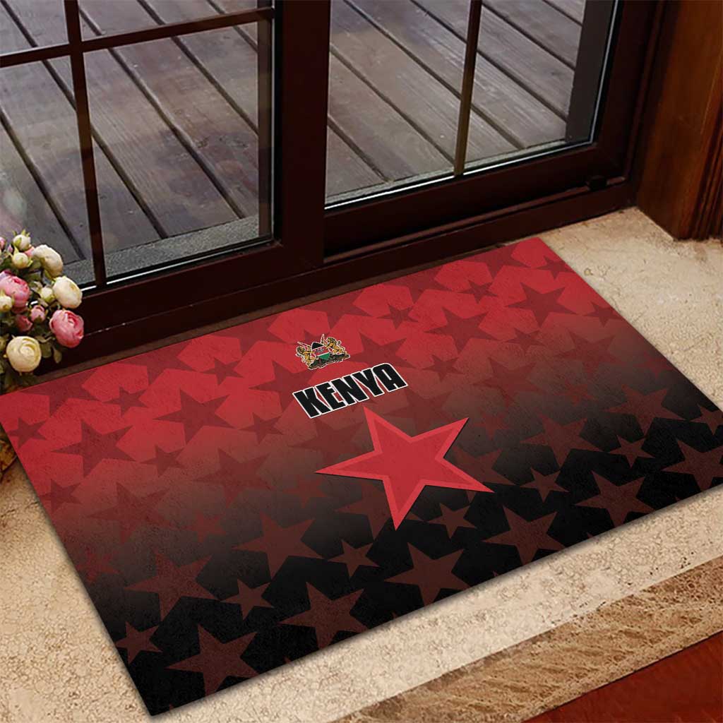 Kenya Football Rubber Doormat Go Harambee Stars - Red Jersey - Wonder Print Shop