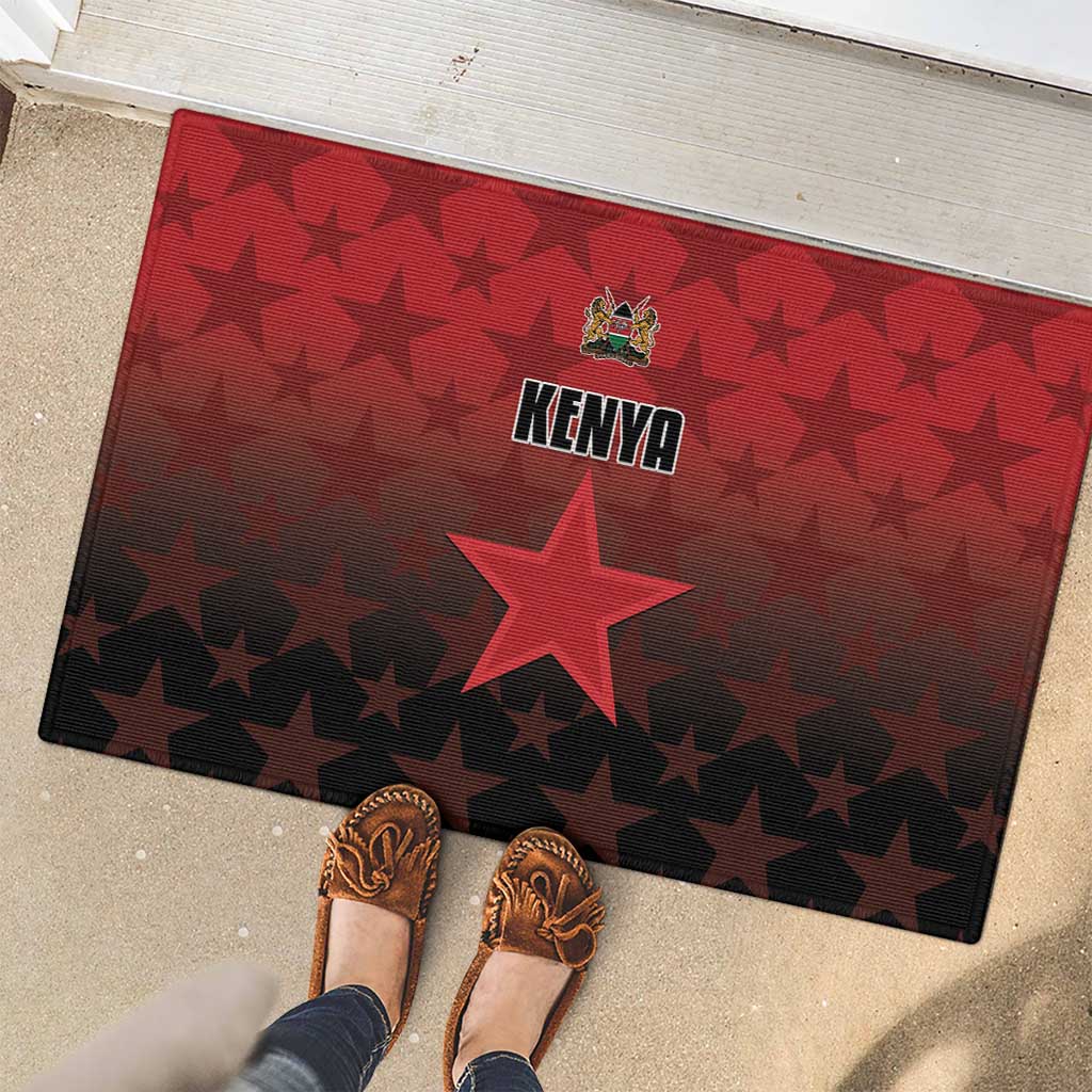 Kenya Football Rubber Doormat Go Harambee Stars - Red Jersey - Wonder Print Shop
