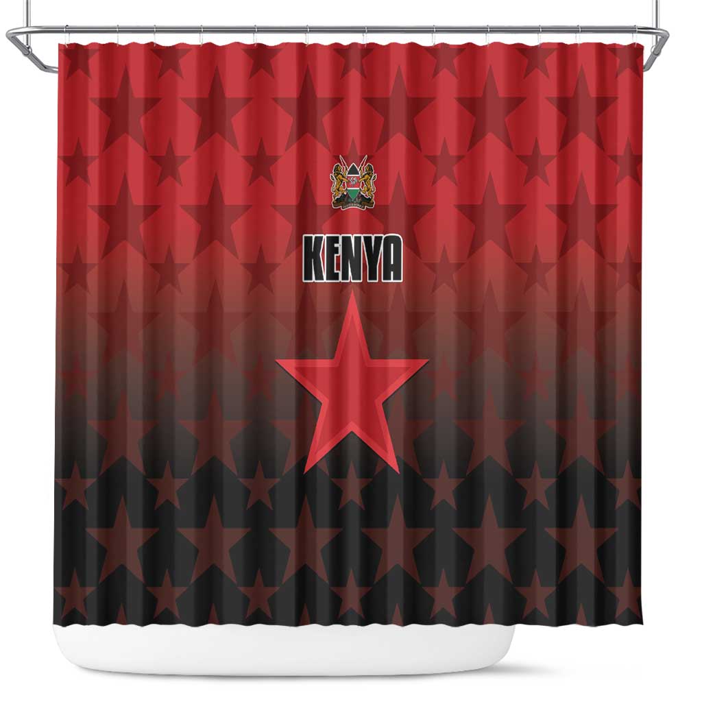 Kenya Football Shower Curtain Go Harambee Stars - Red Jersey - Wonder Print Shop