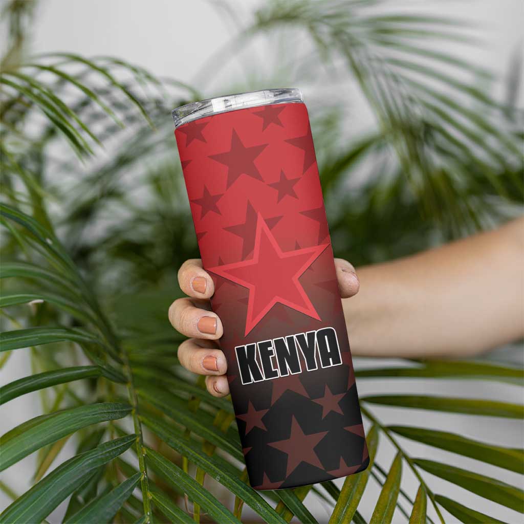Custom Kenya Football Skinny Tumbler Go Harambee Stars - Red Jersey - Wonder Print Shop