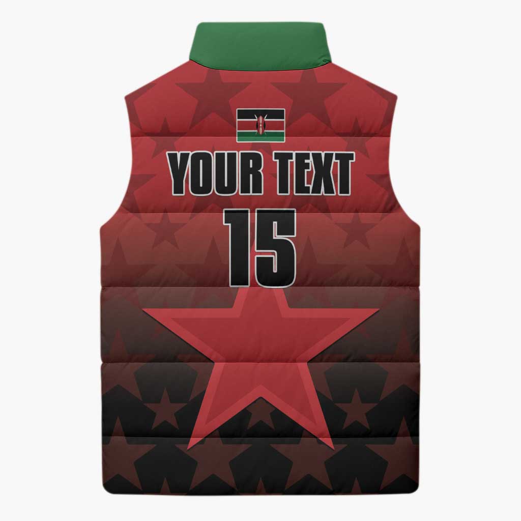 Custom Kenya Football Sleeveless Puffer Jacket Go Harambee Stars - Red Jersey - Wonder Print Shop