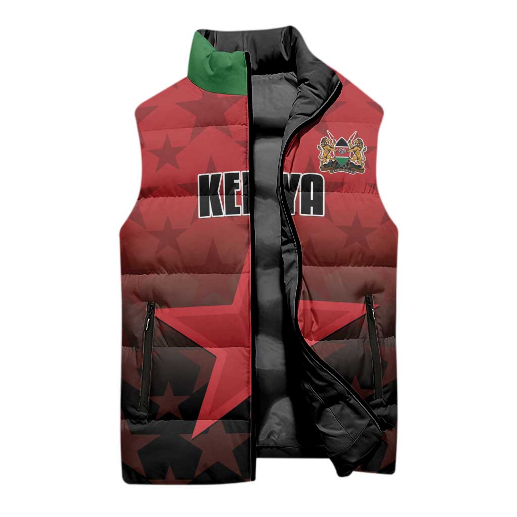 Custom Kenya Football Sleeveless Puffer Jacket Go Harambee Stars - Red Jersey - Wonder Print Shop