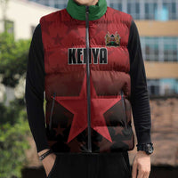 Custom Kenya Football Sleeveless Puffer Jacket Go Harambee Stars - Red Jersey - Wonder Print Shop