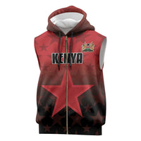 Custom Kenya Football Sleeveless Zip Hoodie Go Harambee Stars - Red Jersey - Wonder Print Shop