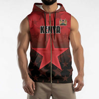 Custom Kenya Football Sleeveless Zip Hoodie Go Harambee Stars - Red Jersey - Wonder Print Shop