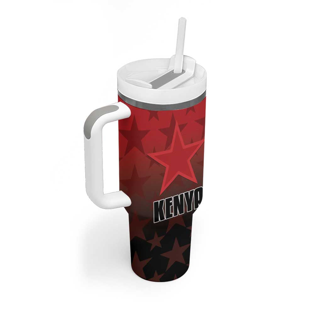 Custom Kenya Football Tumbler With Handle Go Harambee Stars - Red Jersey - Wonder Print Shop