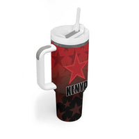 Custom Kenya Football Tumbler With Handle Go Harambee Stars - Red Jersey - Wonder Print Shop