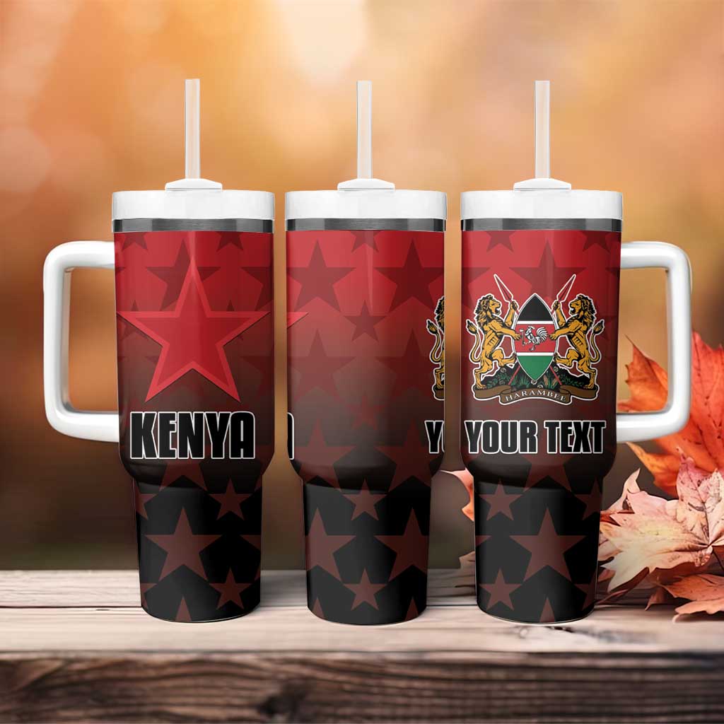 Custom Kenya Football Tumbler With Handle Go Harambee Stars - Red Jersey - Wonder Print Shop