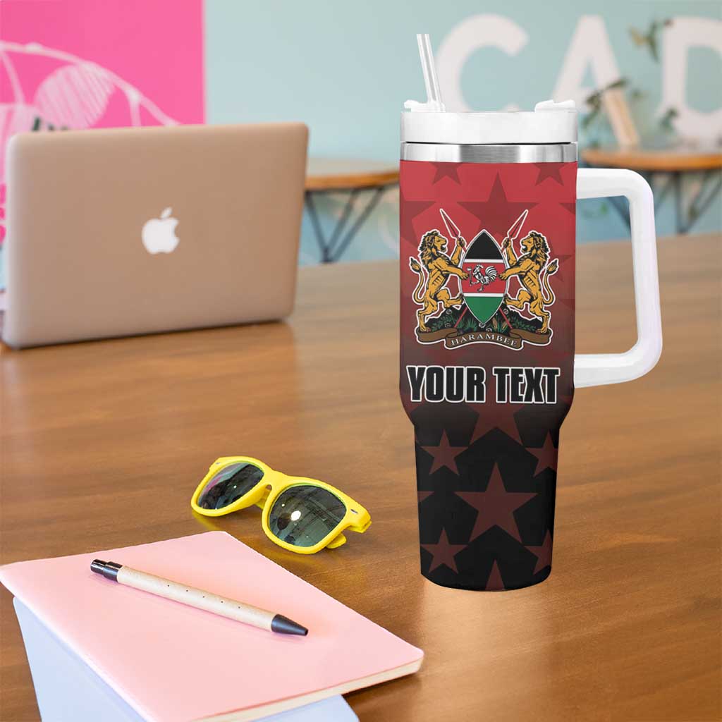 Custom Kenya Football Tumbler With Handle Go Harambee Stars - Red Jersey - Wonder Print Shop