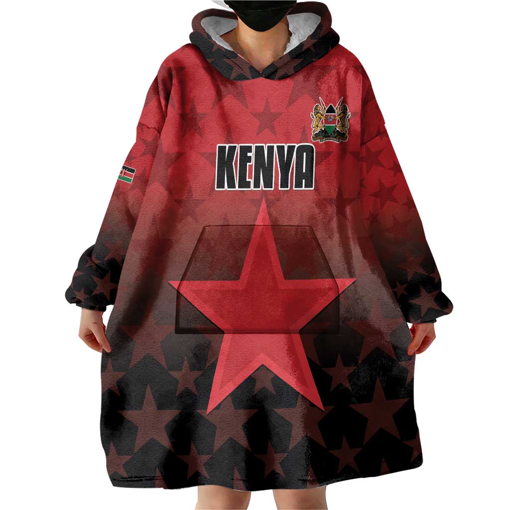 Custom Kenya Football Wearable Blanket Hoodie Go Harambee Stars - Red Jersey - Wonder Print Shop
