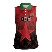 Custom Kenya Football Women Sleeveless Polo Shirt Go Harambee Stars - Red Jersey - Wonder Print Shop