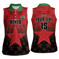 Custom Kenya Football Women Sleeveless Polo Shirt Go Harambee Stars - Red Jersey - Wonder Print Shop