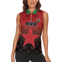 Custom Kenya Football Women Sleeveless Polo Shirt Go Harambee Stars - Red Jersey - Wonder Print Shop