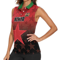 Custom Kenya Football Women Sleeveless Polo Shirt Go Harambee Stars - Red Jersey - Wonder Print Shop