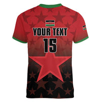 Custom Kenya Football Women V-Neck T-Shirt Go Harambee Stars - Red Jersey - Wonder Print Shop
