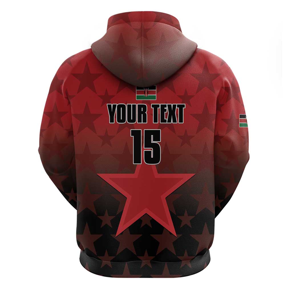 Custom Kenya Football Zip Hoodie Go Harambee Stars - Red Jersey - Wonder Print Shop