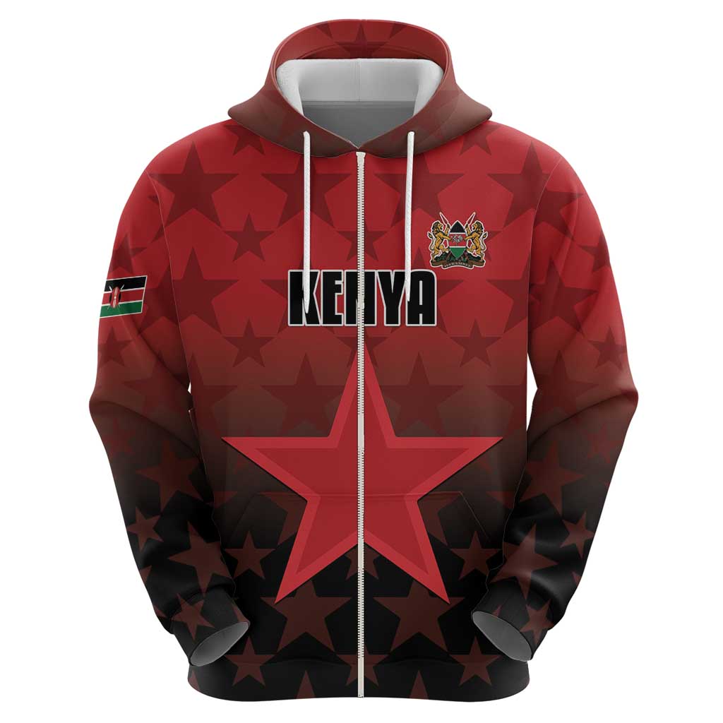 Custom Kenya Football Zip Hoodie Go Harambee Stars - Red Jersey - Wonder Print Shop