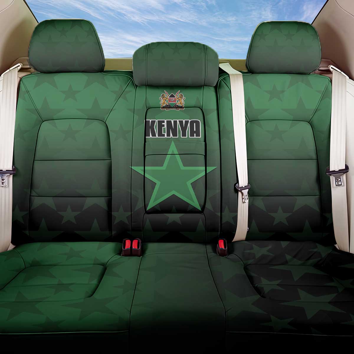Kenya Football Back Car Seat Cover Go Harambee Stars - Green Jersey - Wonder Print Shop