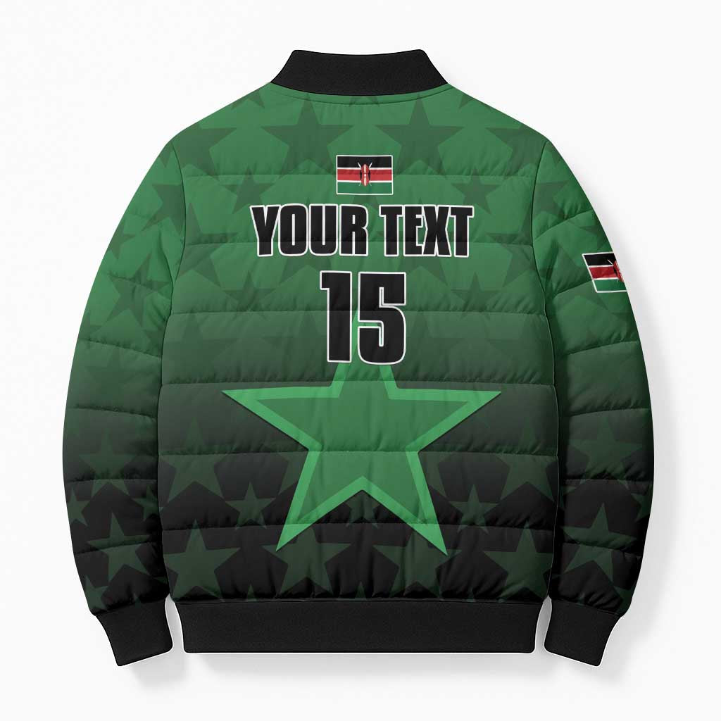 Custom Kenya Football Bomber Puffer Jacket Go Harambee Stars - Green Jersey - Wonder Print Shop