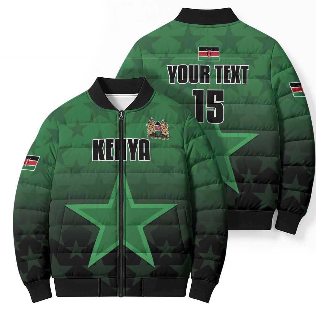 Custom Kenya Football Bomber Puffer Jacket Go Harambee Stars - Green Jersey - Wonder Print Shop