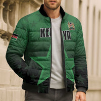 Custom Kenya Football Bomber Puffer Jacket Go Harambee Stars - Green Jersey - Wonder Print Shop