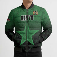 Custom Kenya Football Bomber Puffer Jacket Go Harambee Stars - Green Jersey - Wonder Print Shop