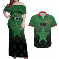 Custom Kenya Football Couples Matching Off Shoulder Maxi Dress and Hawaiian Shirt Go Harambee Stars - Green Jersey - Wonder Print Shop