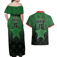 Custom Kenya Football Couples Matching Off Shoulder Maxi Dress and Hawaiian Shirt Go Harambee Stars - Green Jersey - Wonder Print Shop