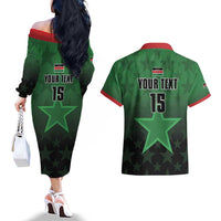 Custom Kenya Football Couples Matching Off The Shoulder Long Sleeve Dress and Hawaiian Shirt Go Harambee Stars - Green Jersey - Wonder Print Shop