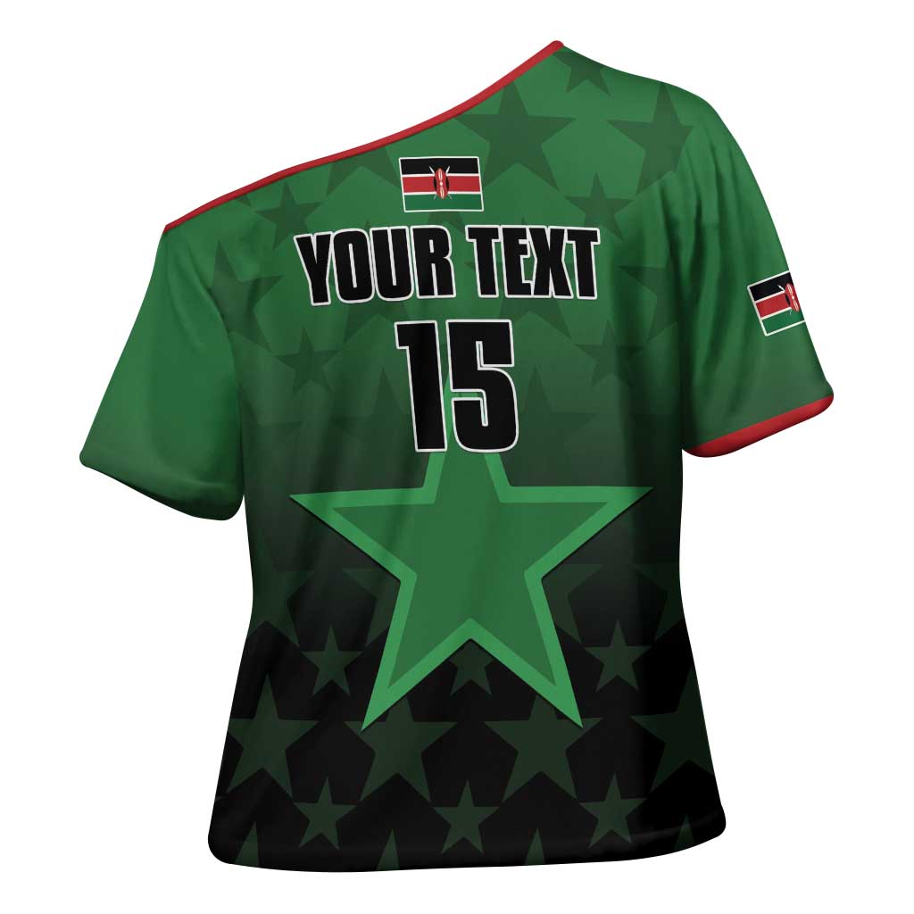 Custom Kenya Football Cross Shoulder Shirt Go Harambee Stars - Green Jersey - Wonder Print Shop