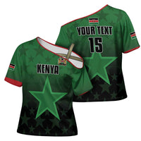 Custom Kenya Football Cross Shoulder Shirt Go Harambee Stars - Green Jersey - Wonder Print Shop