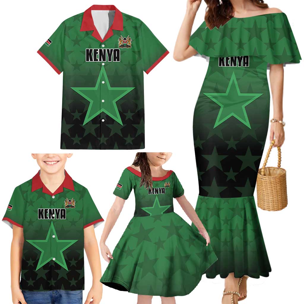 Custom Kenya Football Family Matching Mermaid Dress and Hawaiian Shirt Go Harambee Stars - Green Jersey - Wonder Print Shop
