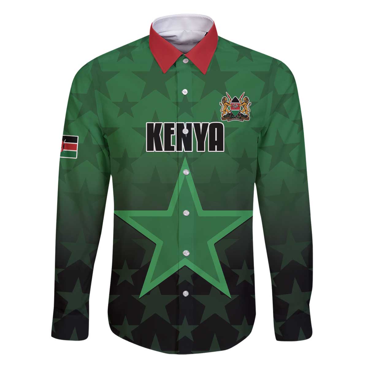 Custom Kenya Football Family Matching Off The Shoulder Long Sleeve Dress and Hawaiian Shirt Go Harambee Stars - Green Jersey - Wonder Print Shop