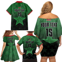 Custom Kenya Football Family Matching Off Shoulder Short Dress and Hawaiian Shirt Go Harambee Stars - Green Jersey - Wonder Print Shop